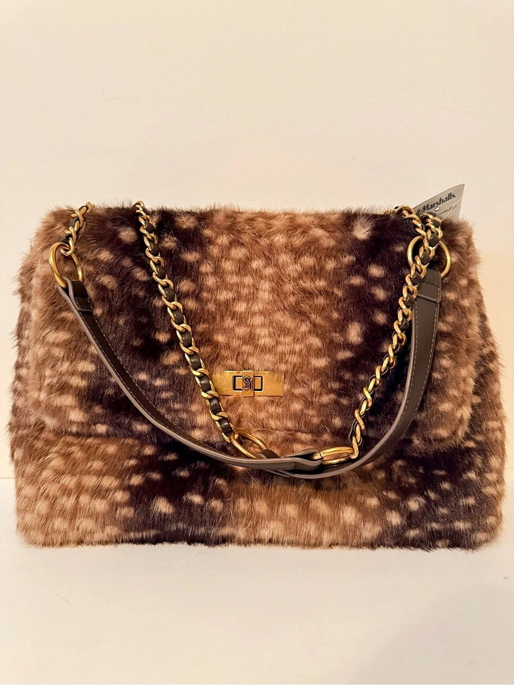 Steve Madden Brianna Faux Fur Shoulder Bag Faux Fur Shoulder Bag in Brown NWT
